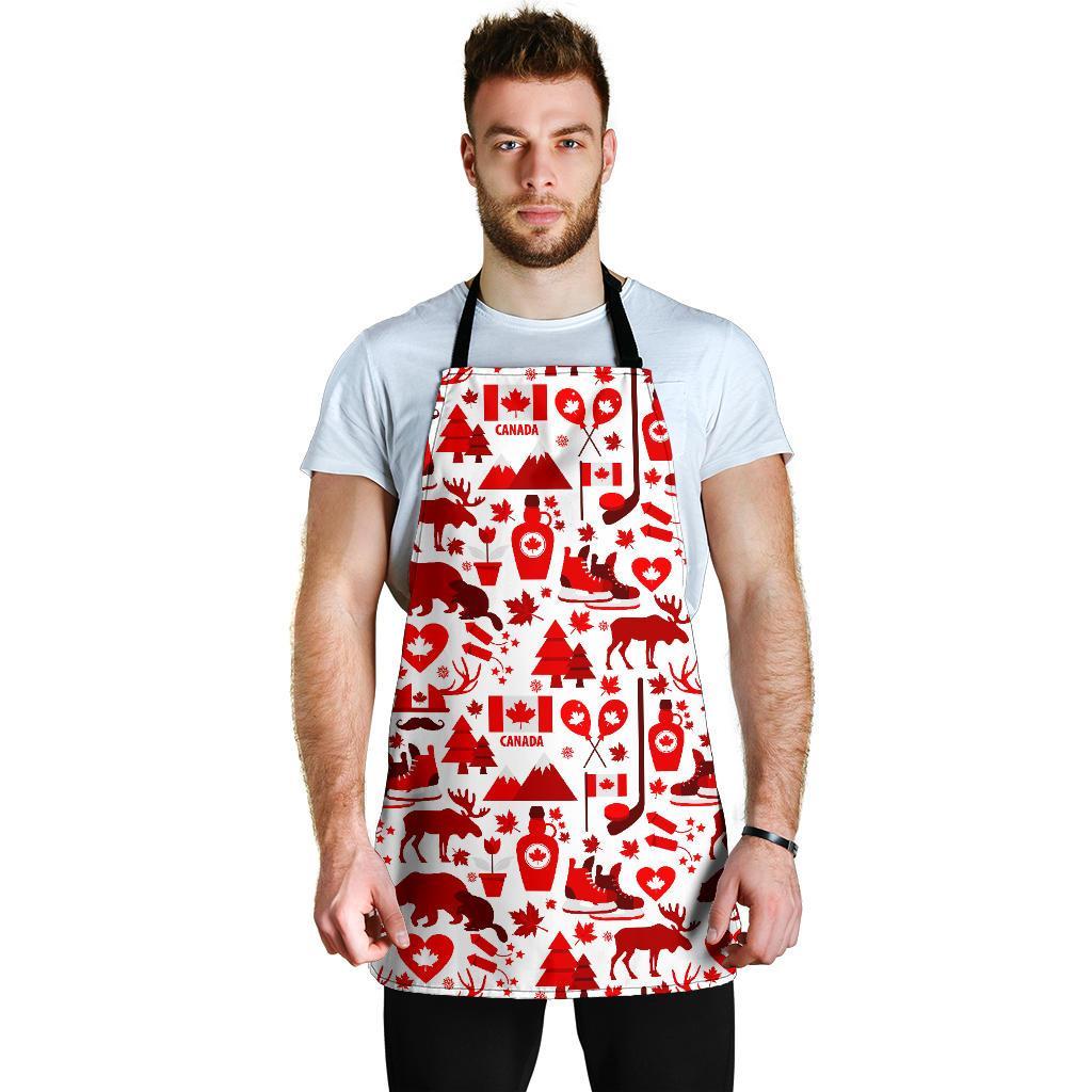 Canada Love Pattern Print Men's Apron-grizzshop