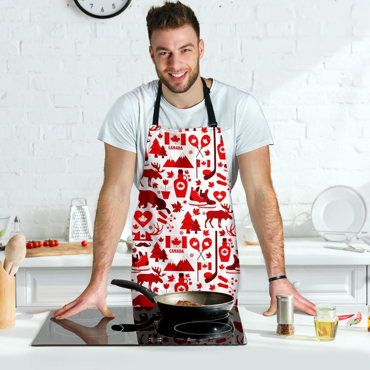 Canada Love Pattern Print Men's Apron-grizzshop