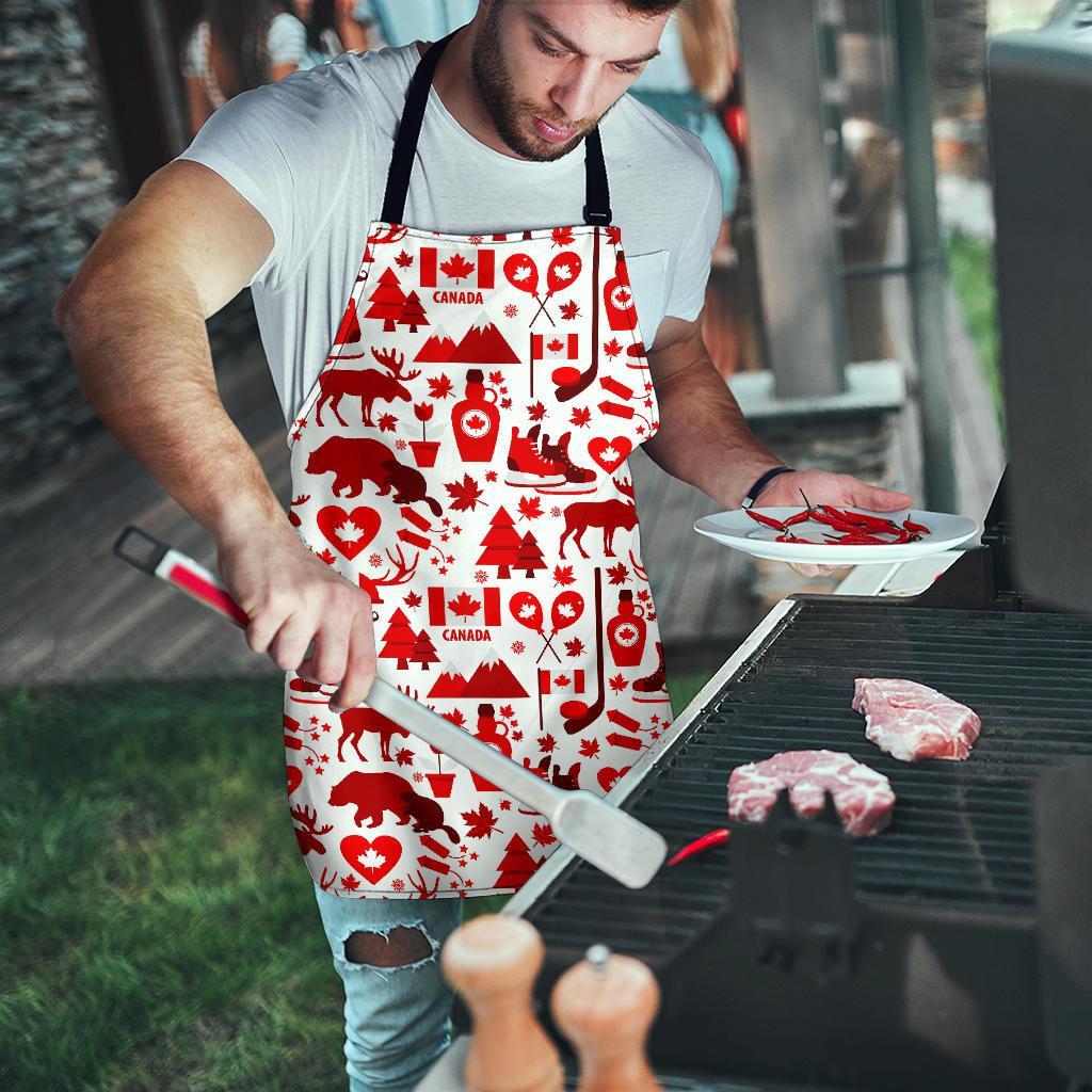 Canada Love Pattern Print Men's Apron-grizzshop