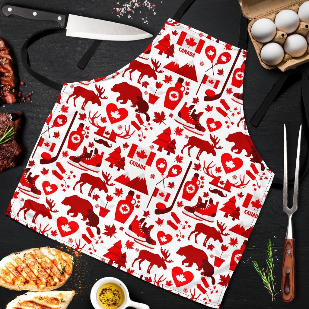 Canada Love Pattern Print Men's Apron-grizzshop