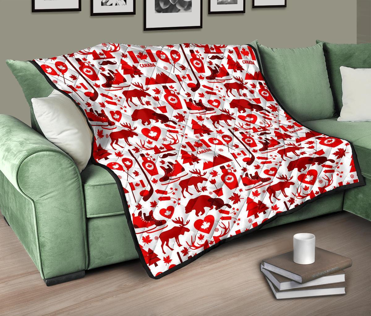 Canada Love Pattern Print Quilt-grizzshop