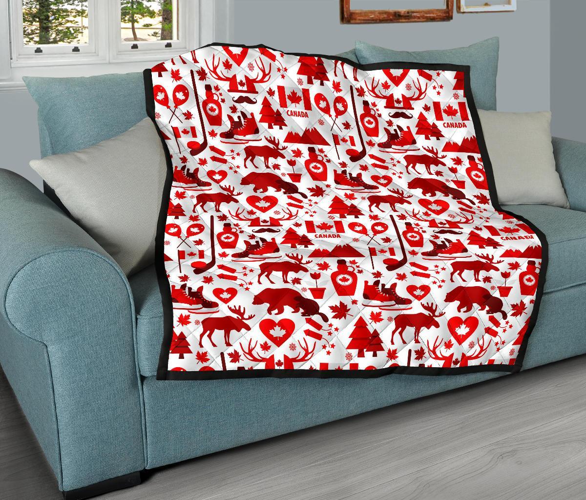 Canada Love Pattern Print Quilt-grizzshop