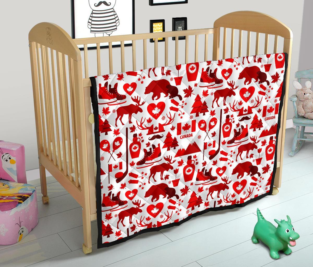 Canada Love Pattern Print Quilt-grizzshop