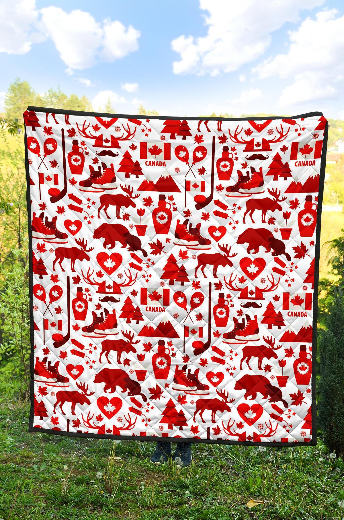 Canada Love Pattern Print Quilt-grizzshop