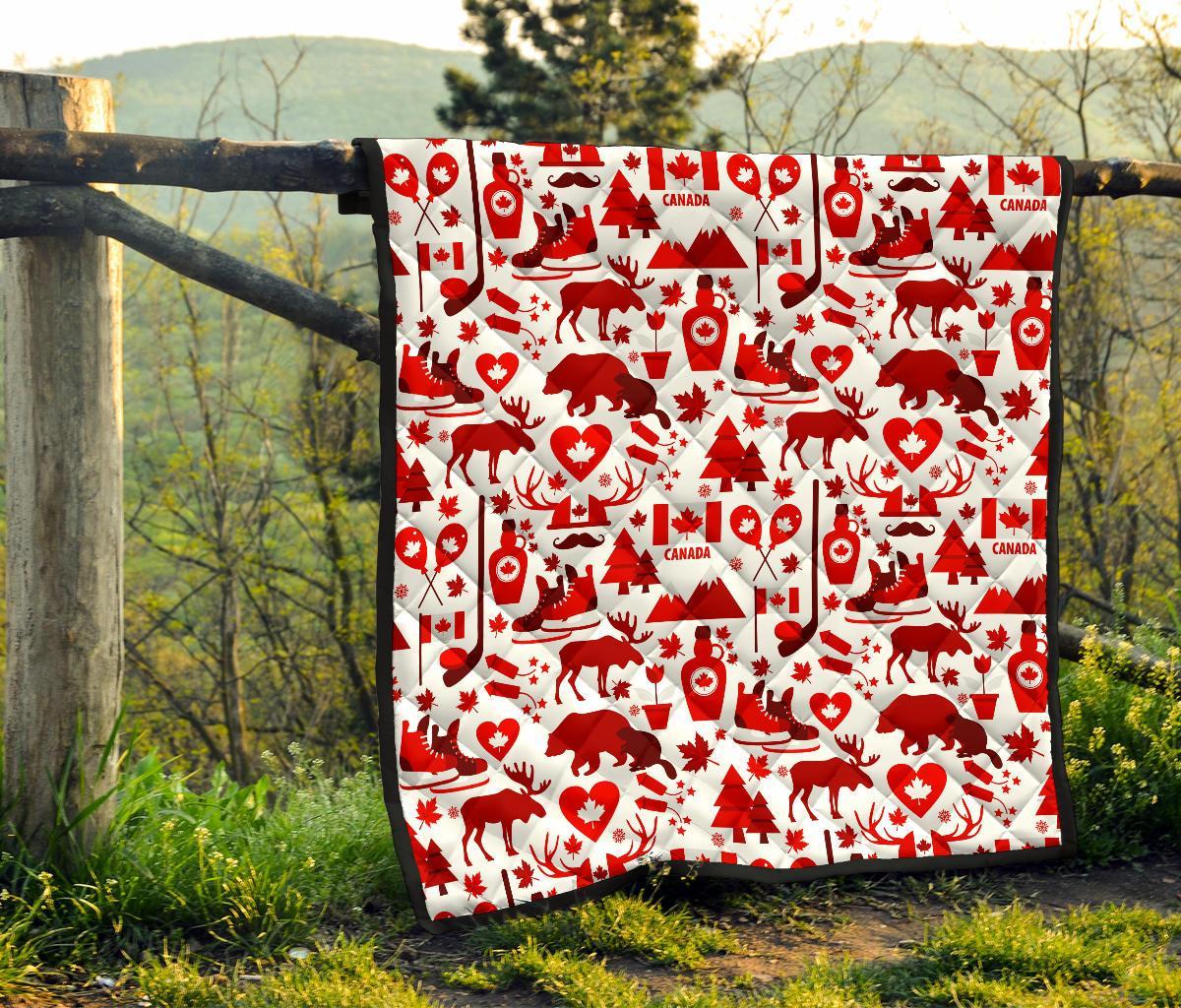 Canada Love Pattern Print Quilt-grizzshop