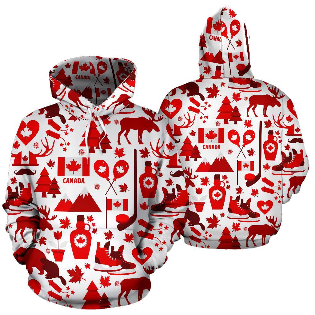 Canada Love Pattern Print Women Men Pullover Hoodie-grizzshop