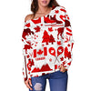 Canada Love Pattern Print Women Off Shoulder Sweatshirt-grizzshop