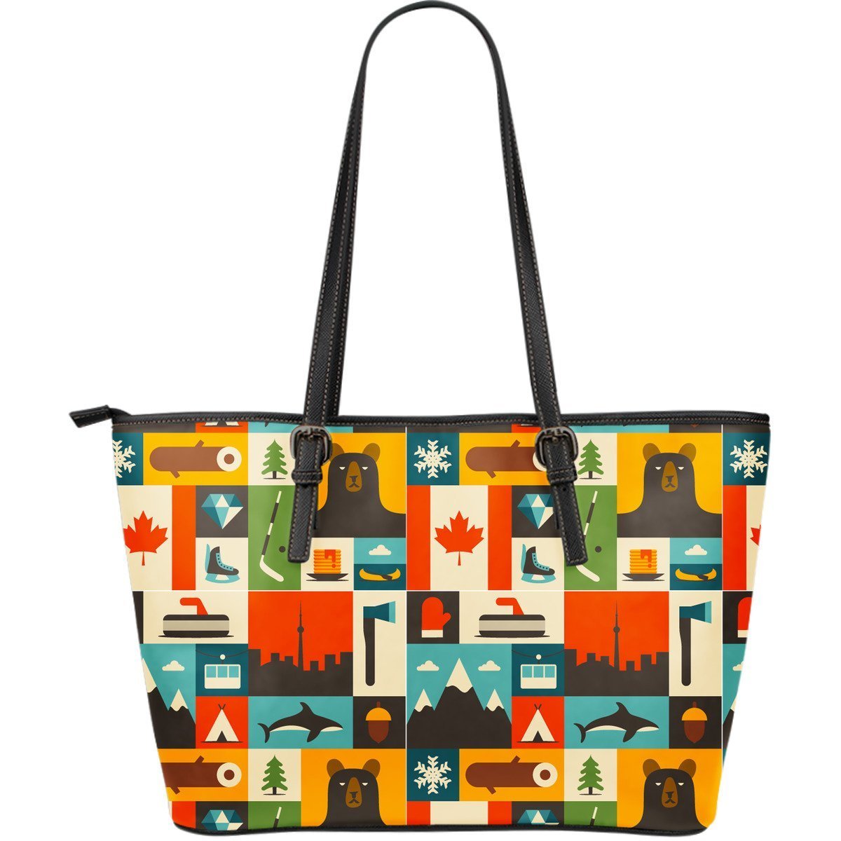 Canada Pattern Print Leather Tote Bag-grizzshop