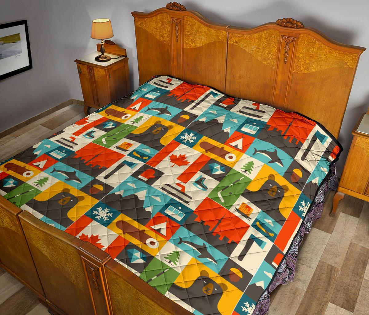 Canada Pattern Print Quilt-grizzshop