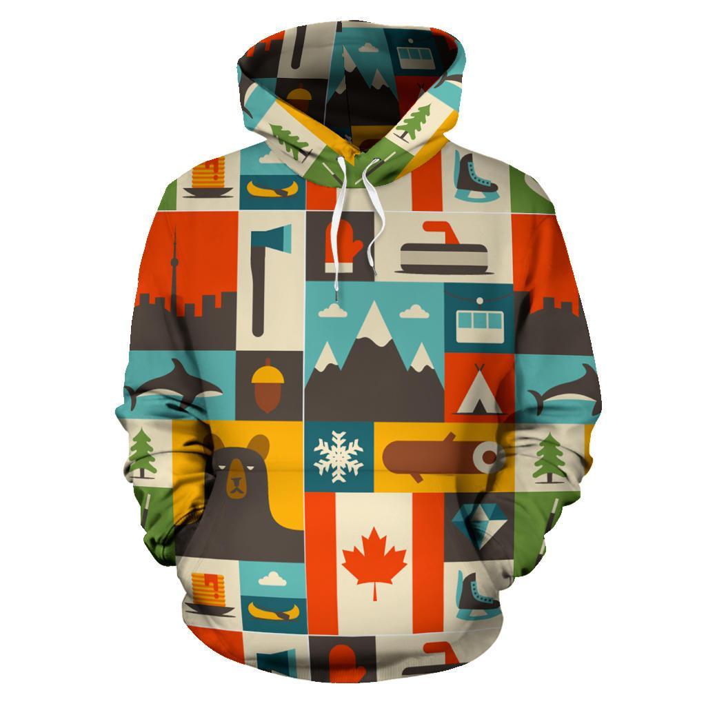 Canada Pattern Print Women Men Pullover Hoodie-grizzshop