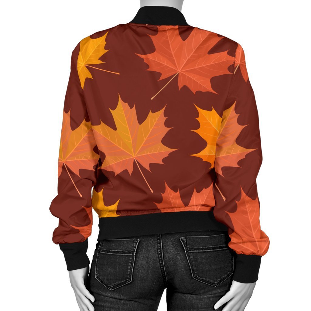 Canada Print Pattern Women Casual Bomber Jacket-grizzshop