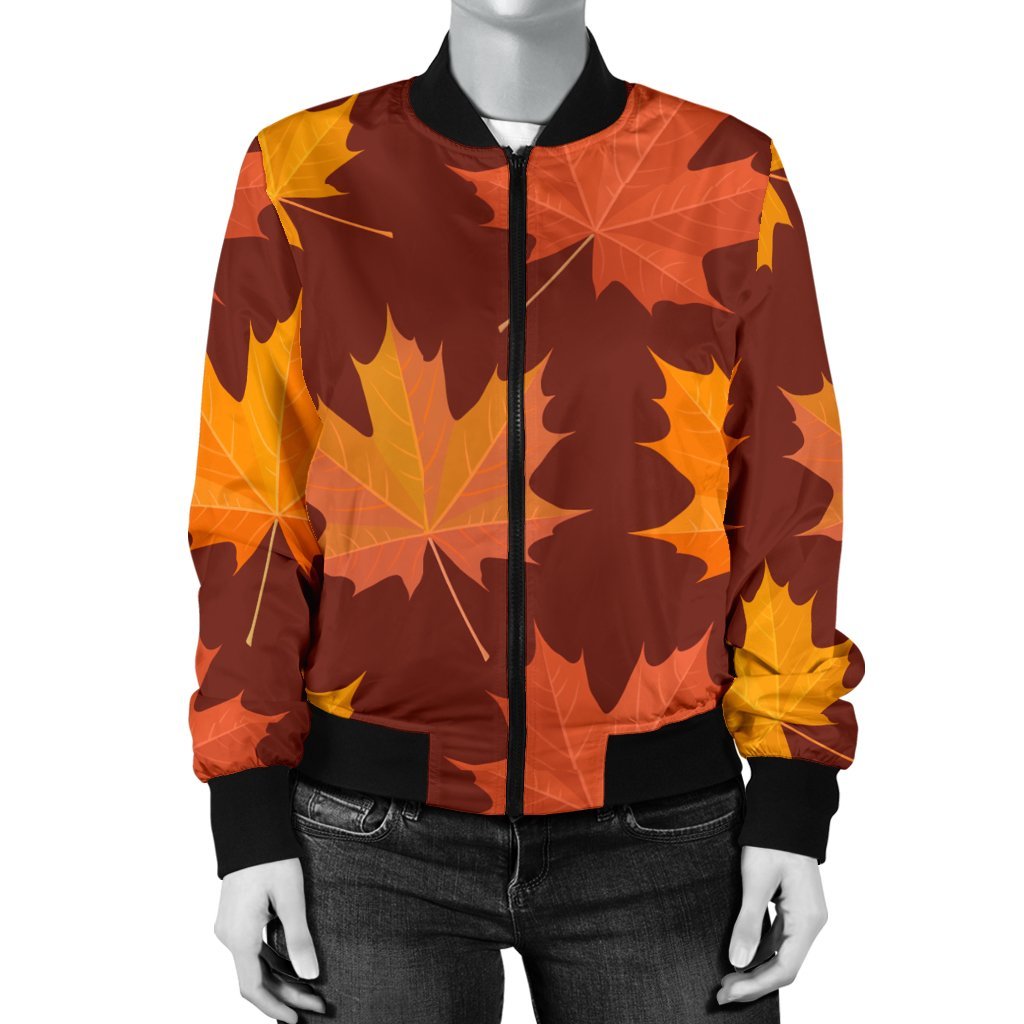 Canada Print Pattern Women Casual Bomber Jacket-grizzshop