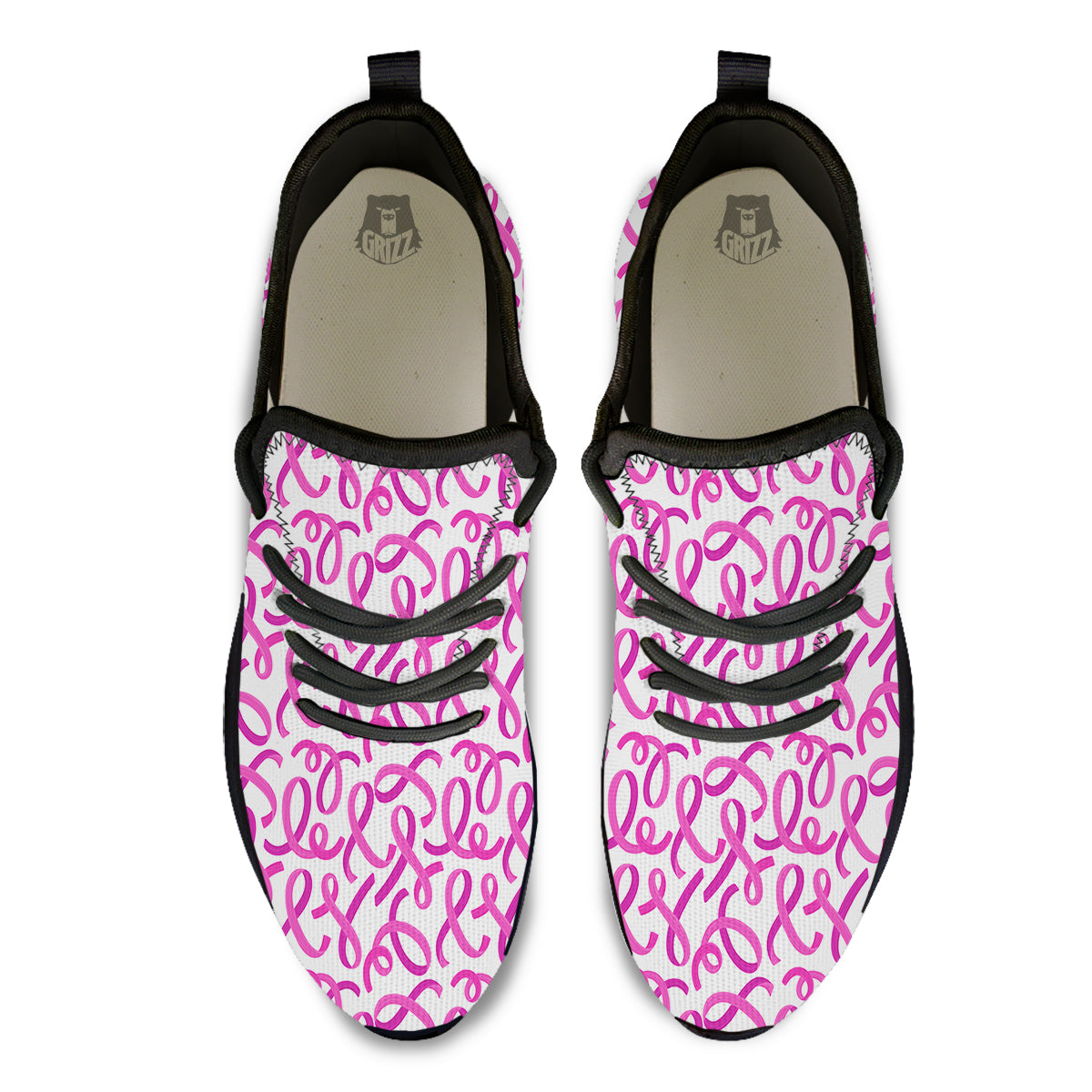 Cancer Awareness Print Pattern Black Athletic Shoes-grizzshop