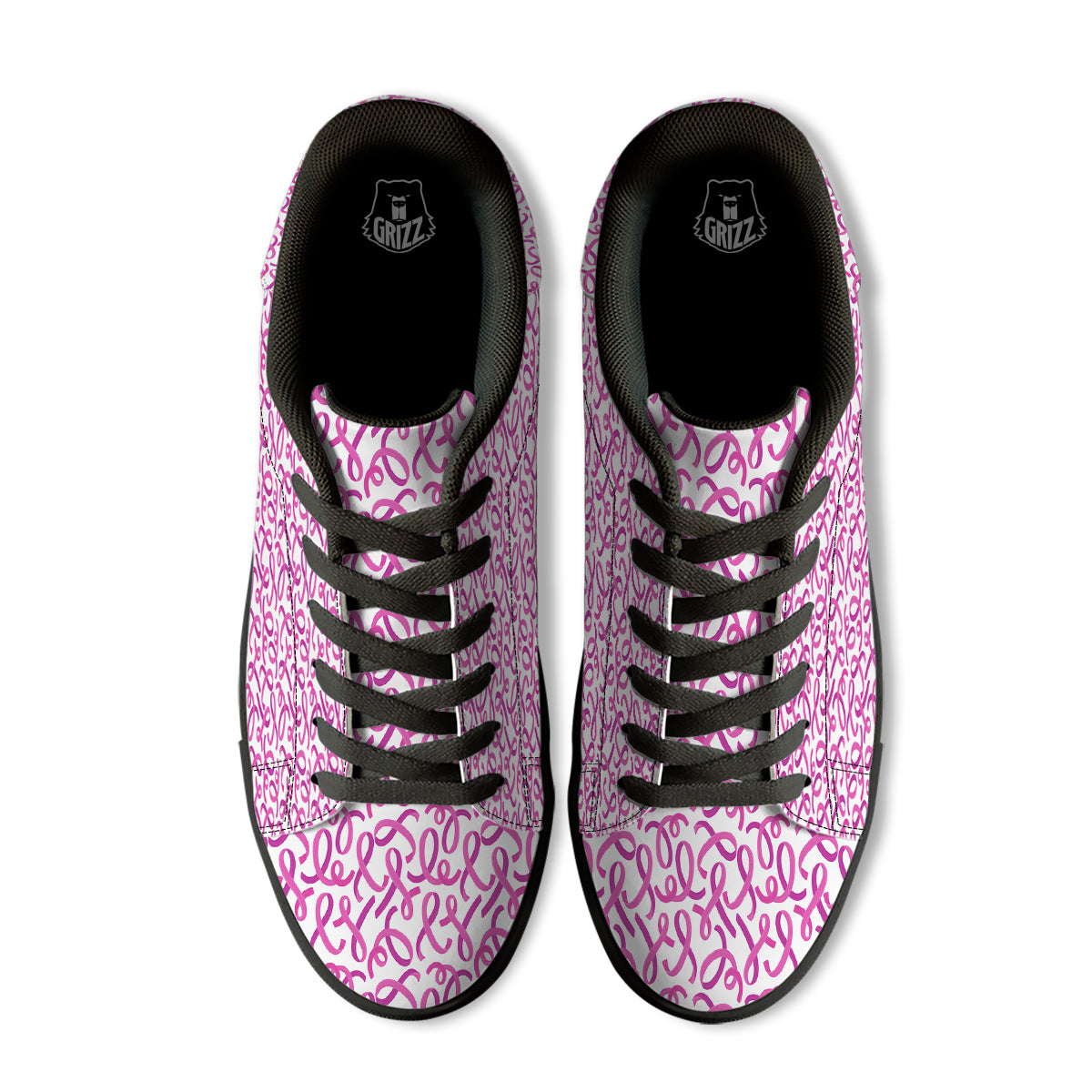 Cancer Awareness Print Pattern Black Low Top Sneakers-grizzshop