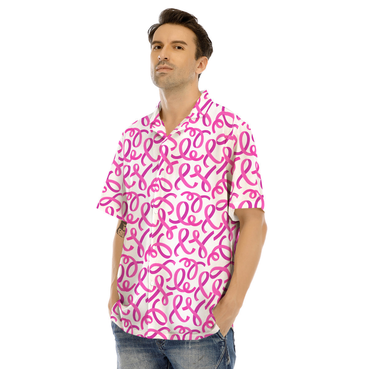 Cancer Awareness Print Pattern Men's Hawaiian Shirt-grizzshop