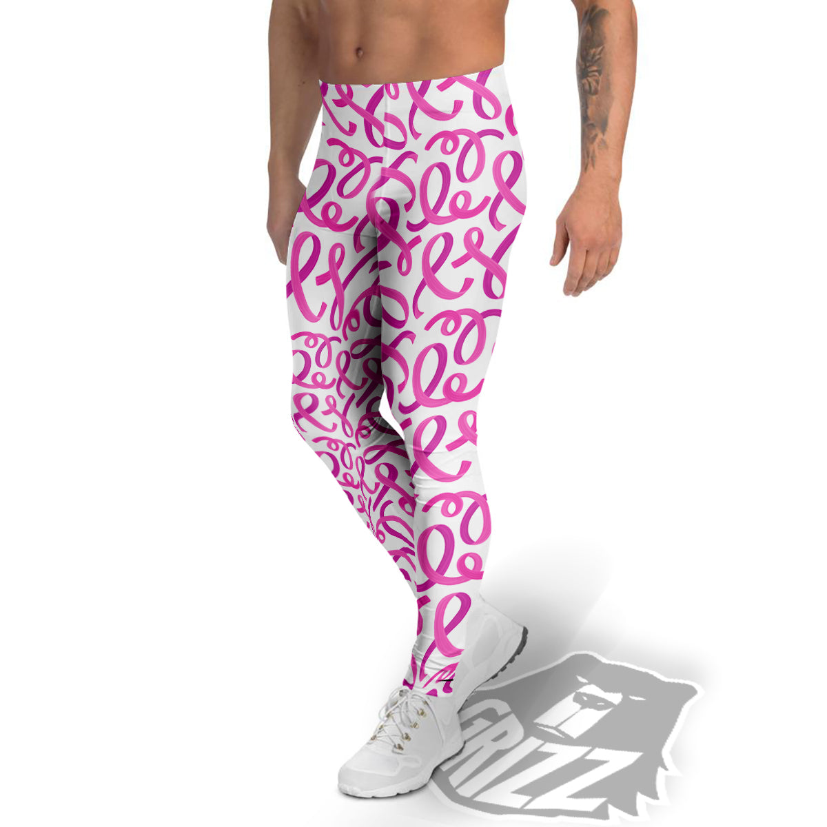 Cancer Awareness Print Pattern Men's Leggings-grizzshop