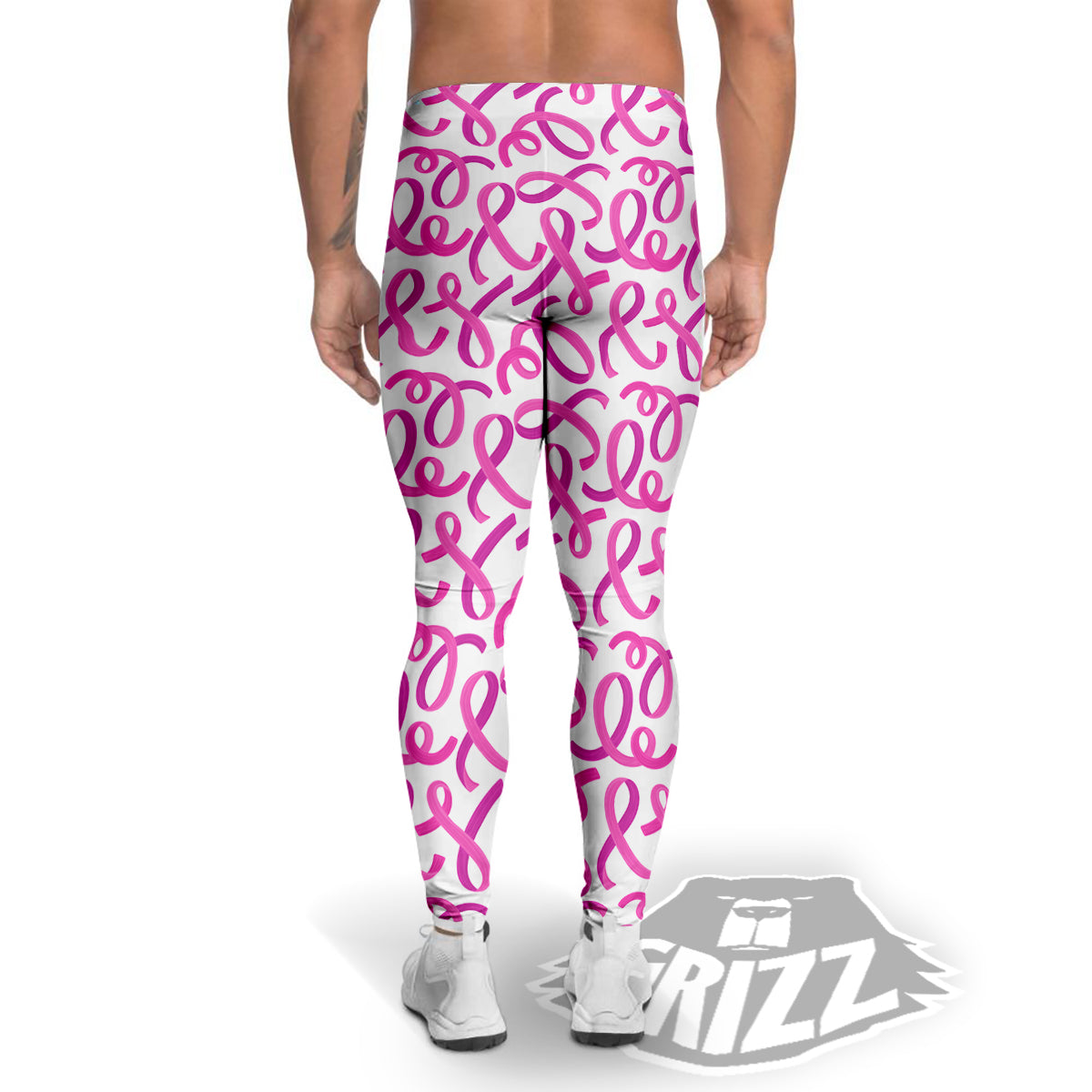 Cancer Awareness Print Pattern Men's Leggings-grizzshop