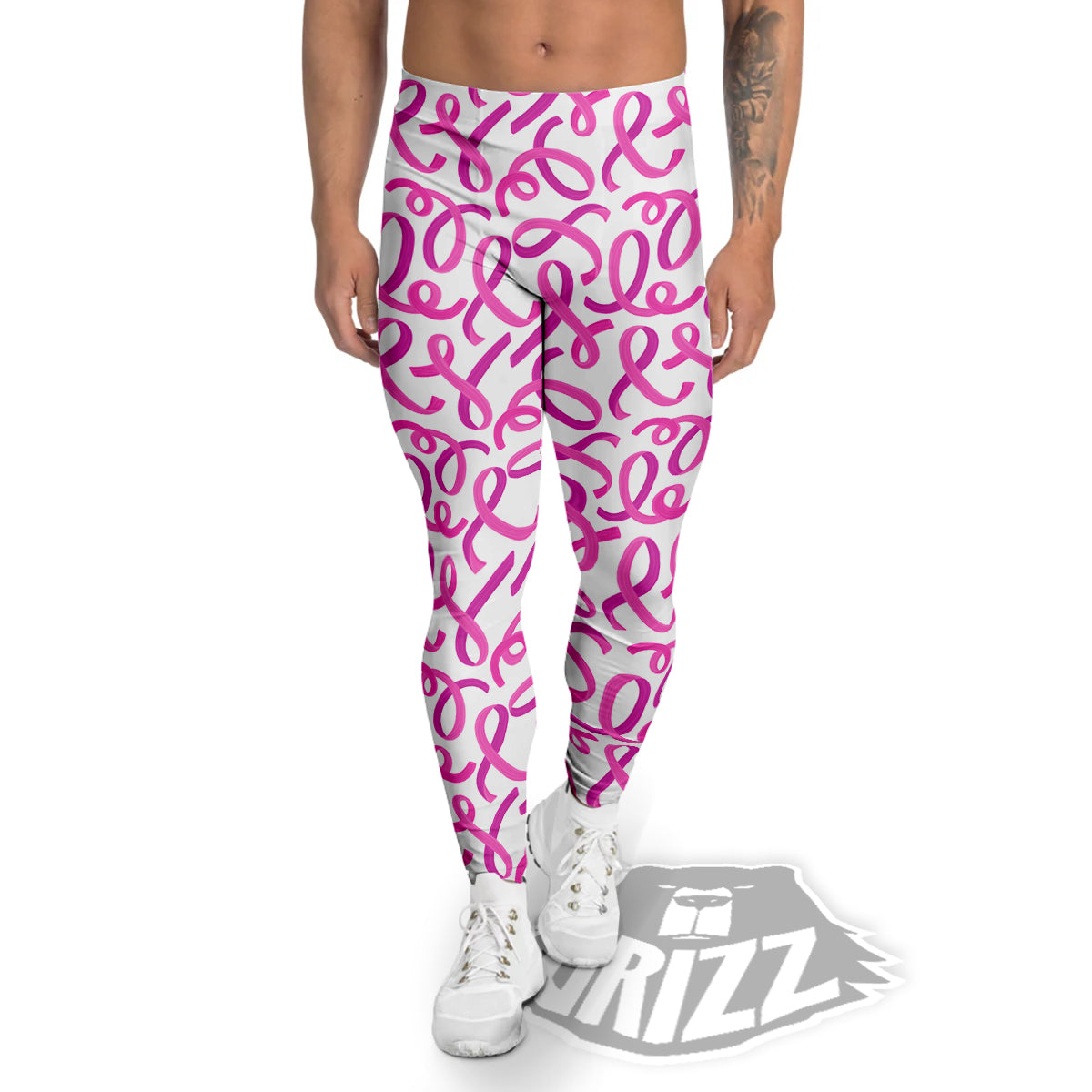 Cancer Awareness Print Pattern Men's Leggings-grizzshop