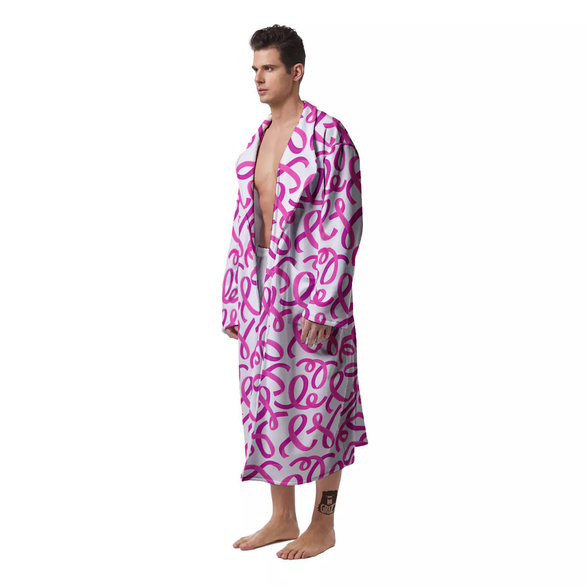 Cancer Awareness Print Pattern Men's Robe-grizzshop