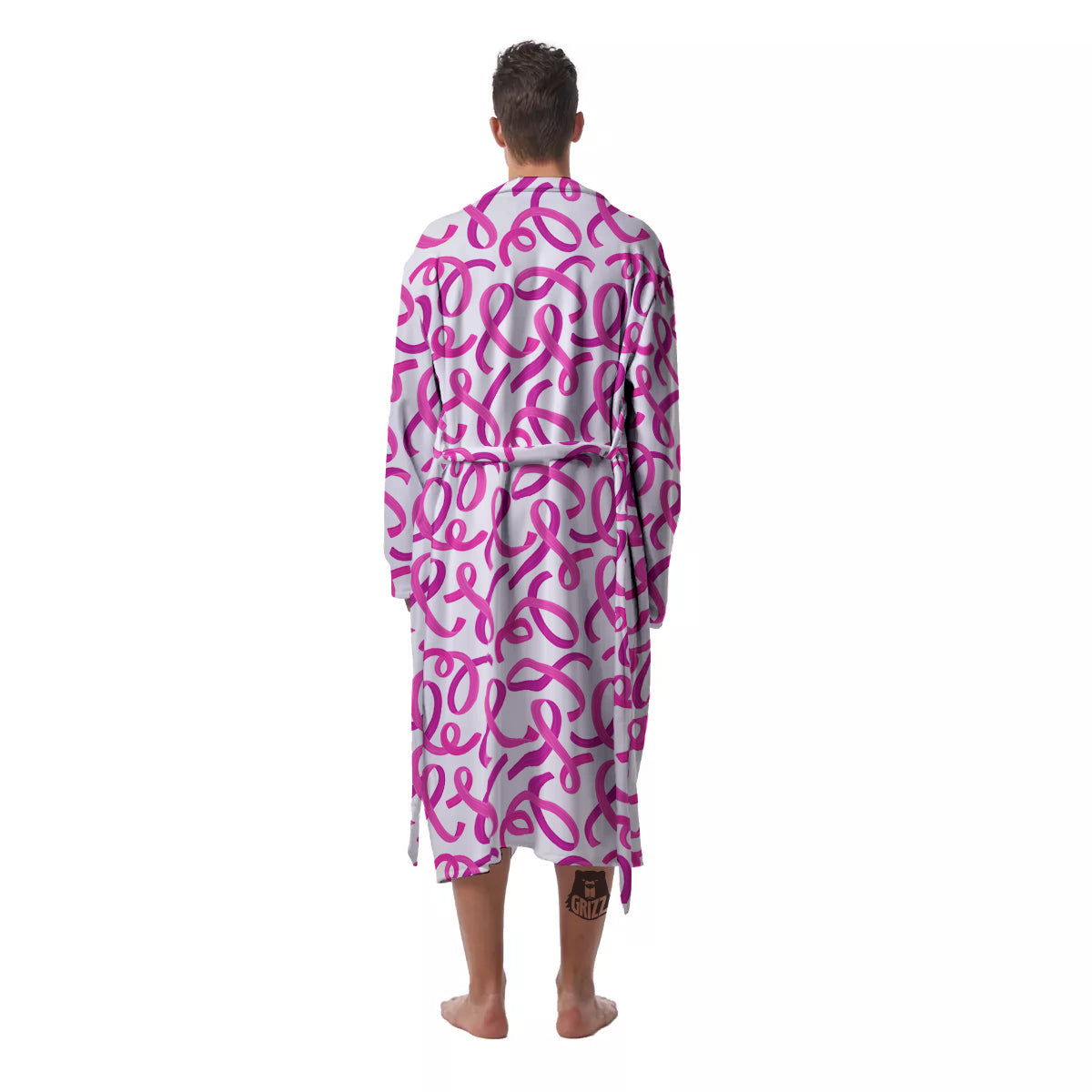 Cancer Awareness Print Pattern Men's Robe-grizzshop