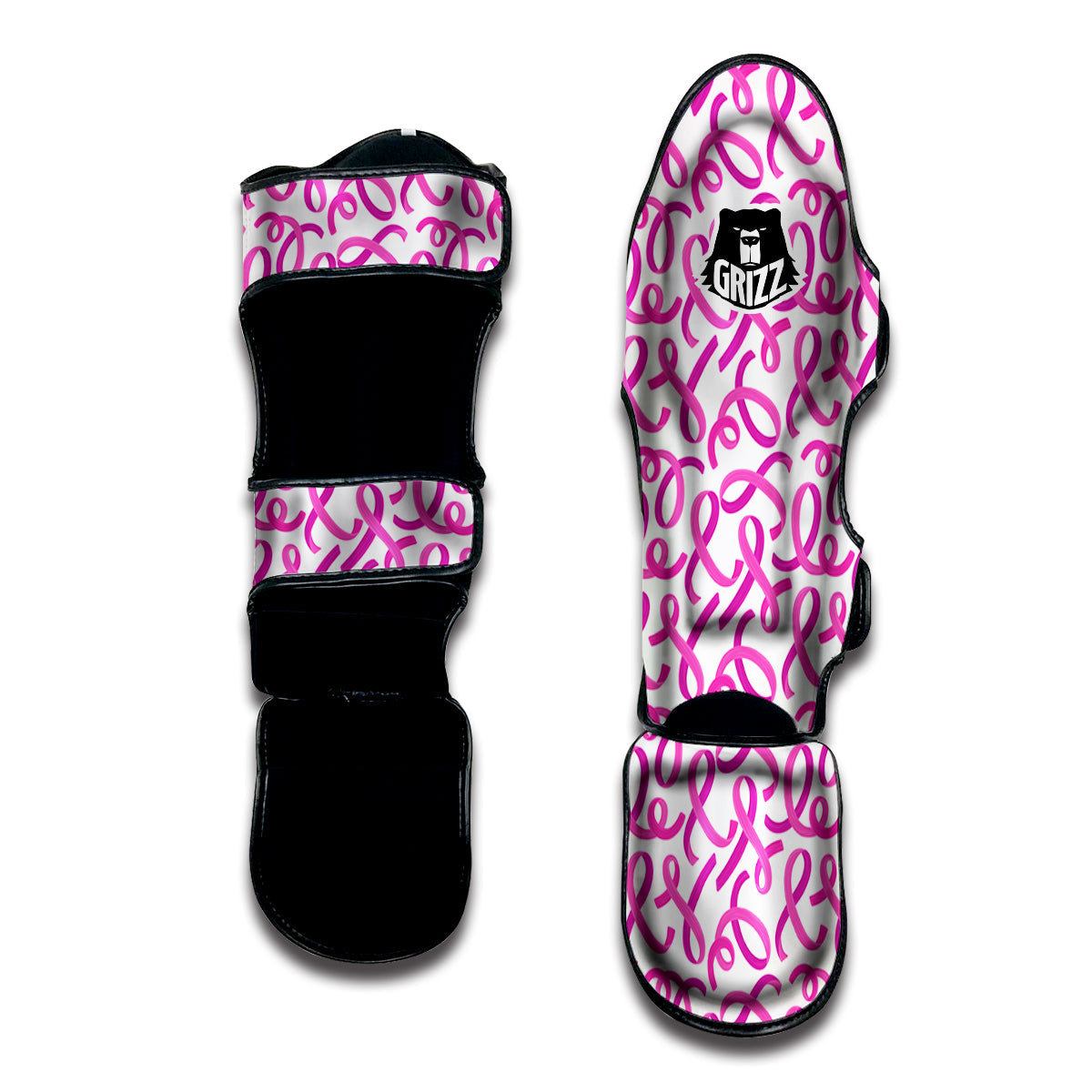 Cancer Awareness Print Pattern Muay Thai Shin Guards-grizzshop