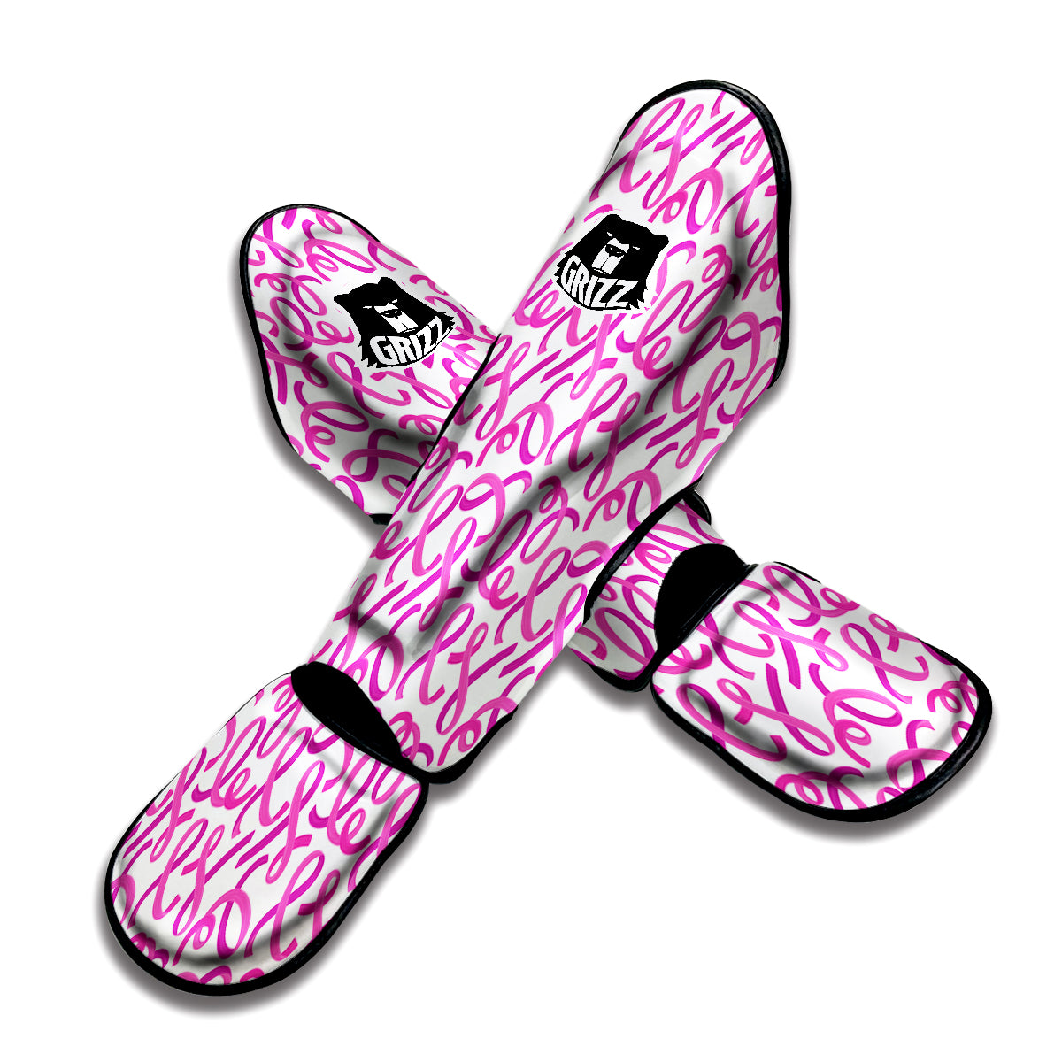 Cancer Awareness Print Pattern Muay Thai Shin Guards-grizzshop