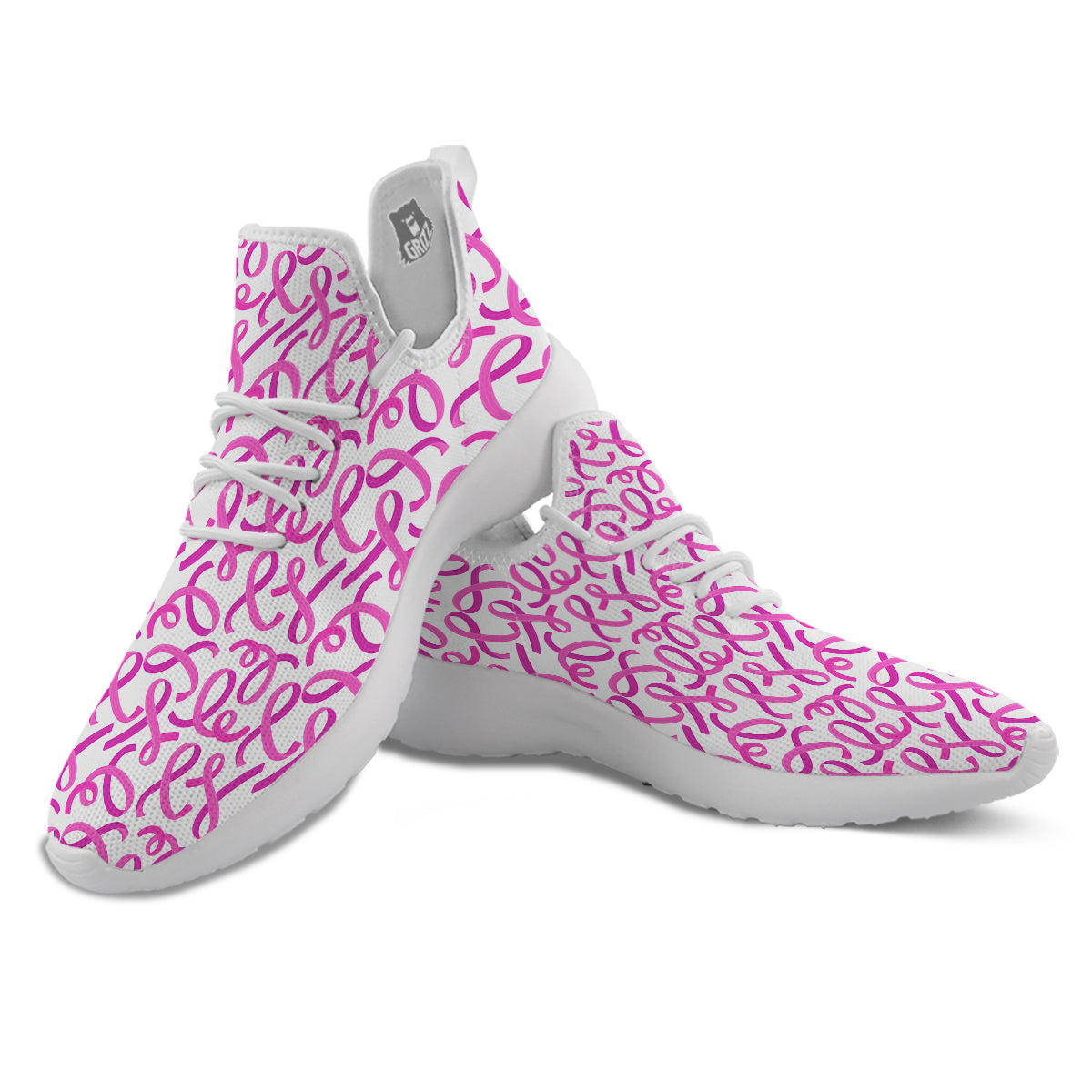 Cancer Awareness Print Pattern White Athletic Shoes-grizzshop
