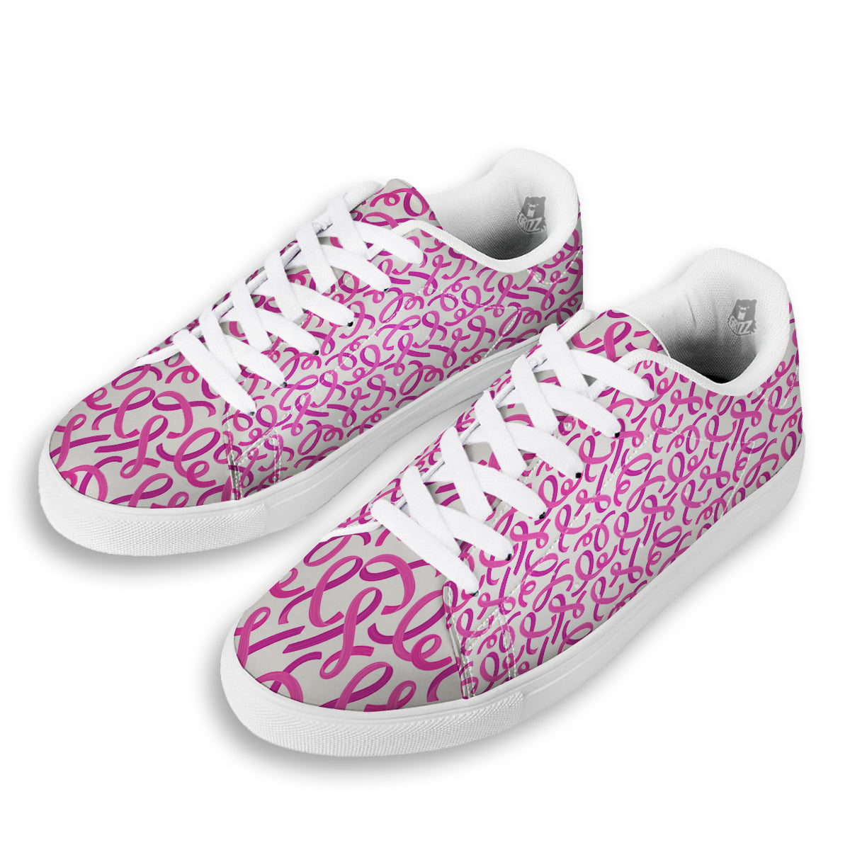Cancer Awareness Print Pattern White Low Top Sneakers-grizzshop
