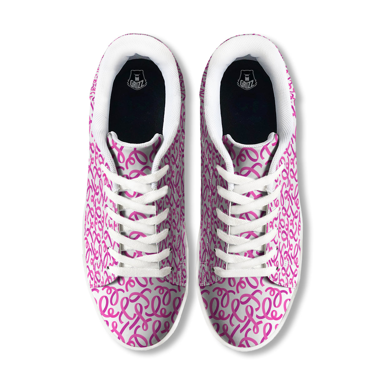 Cancer Awareness Print Pattern White Low Top Sneakers-grizzshop