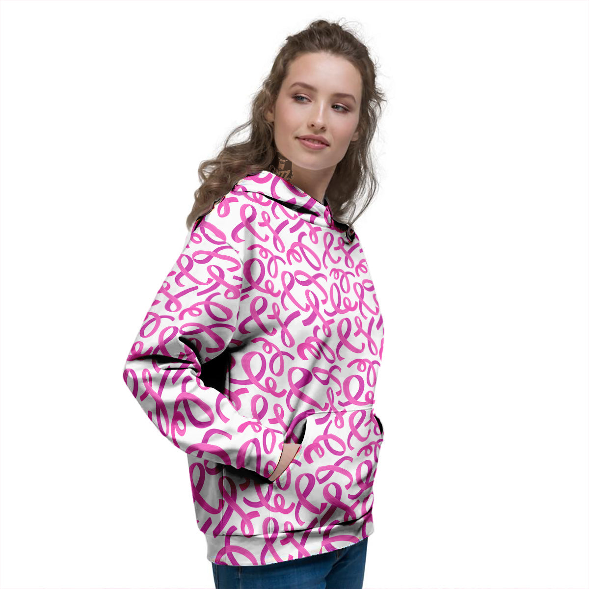Cancer Awareness Print Pattern Women's Hoodie-grizzshop