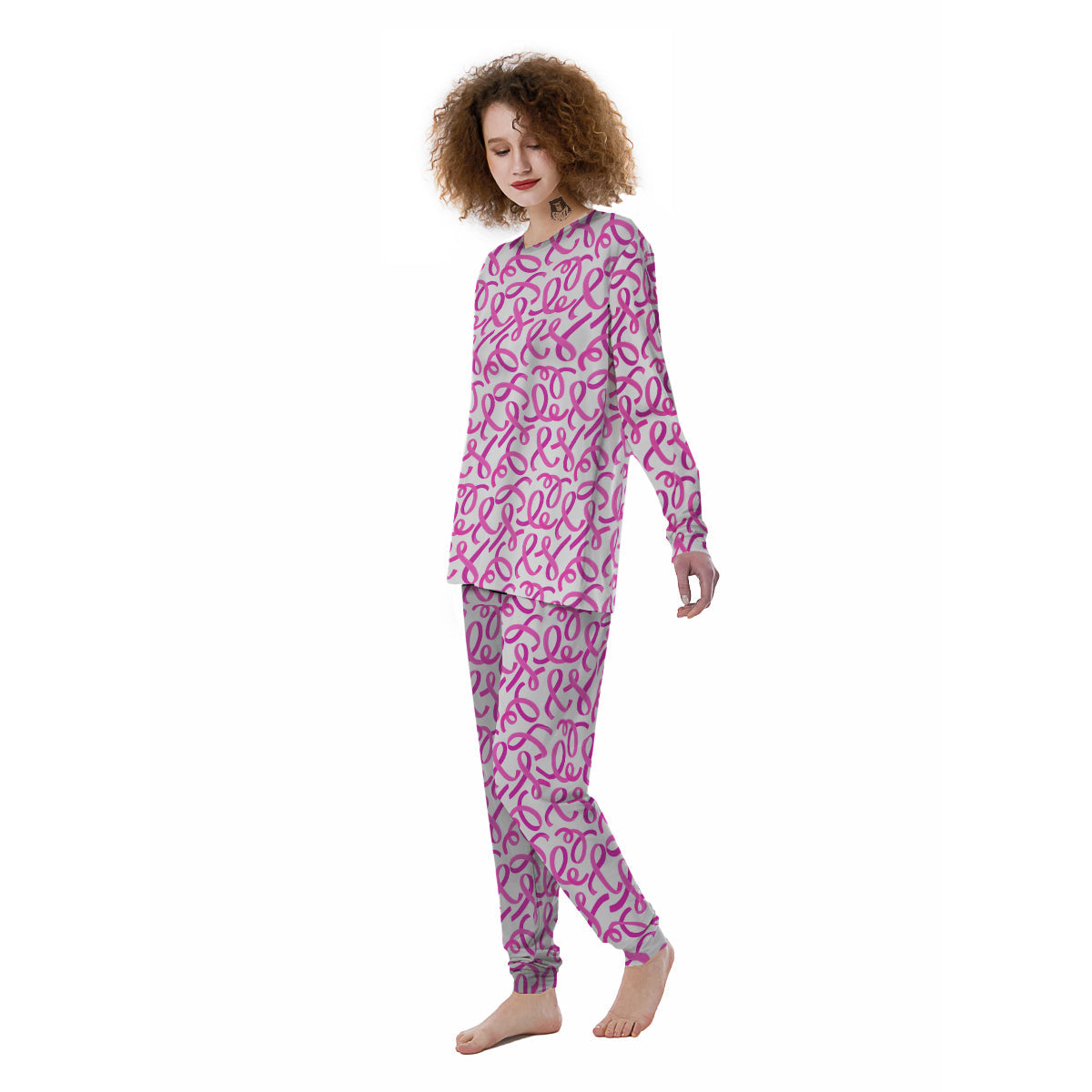 Cancer Awareness Print Pattern Women's Pajamas-grizzshop
