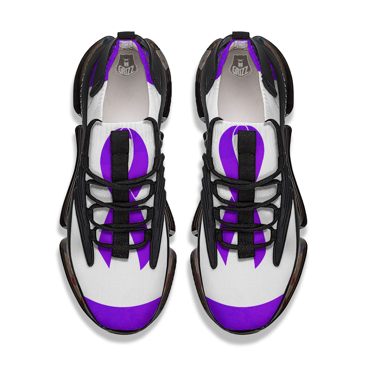 Cancer Awareness Ribbon Purple Print Black Gym Shoes-grizzshop
