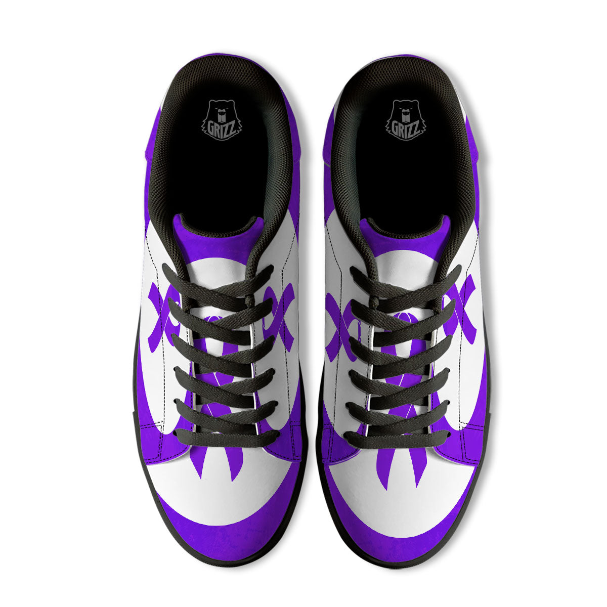Cancer Awareness Ribbon Purple Print Black Low Top Sneakers-grizzshop