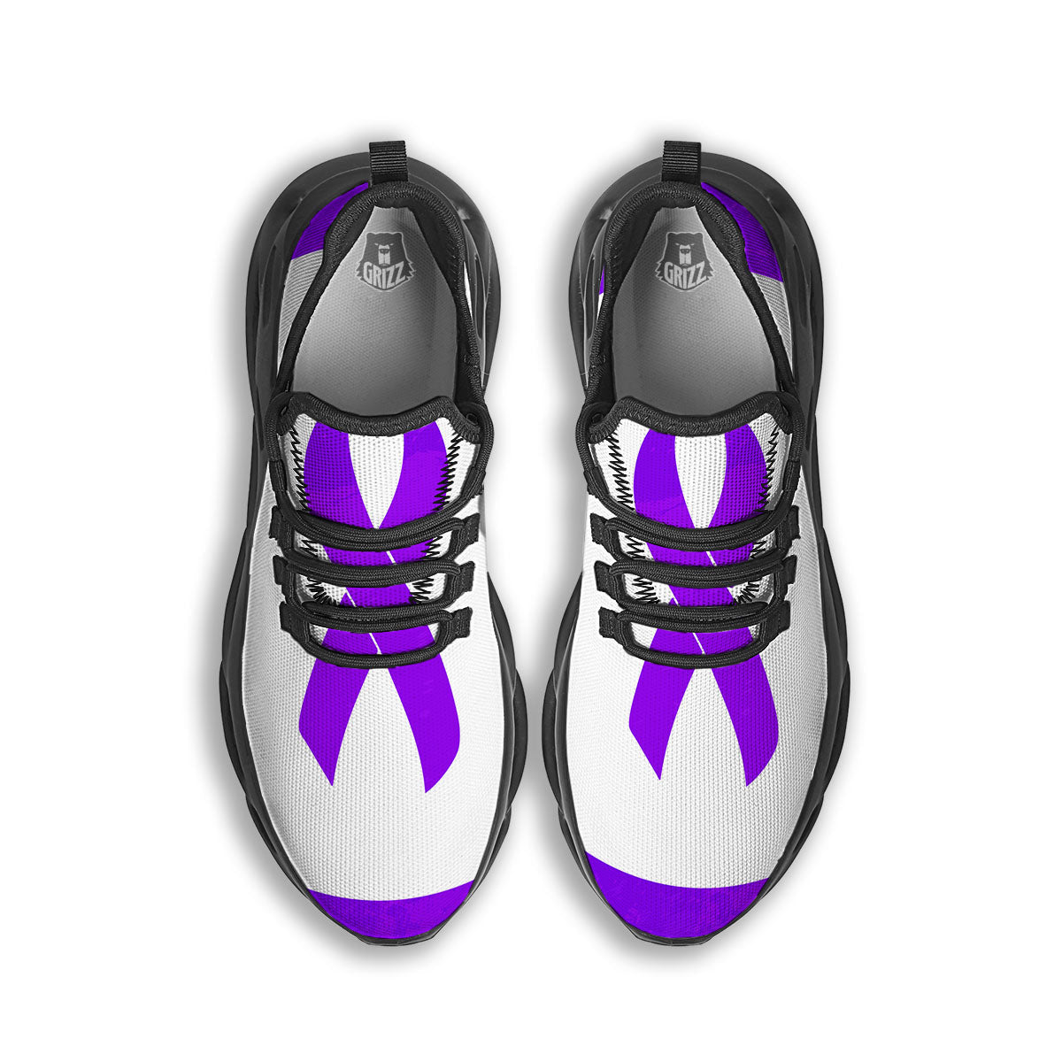 Cancer Awareness Ribbon Purple Print Black Running Shoes-grizzshop