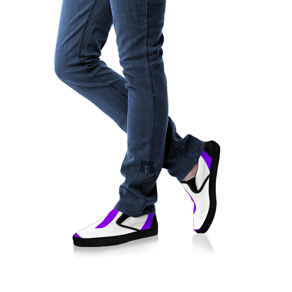 Cancer Awareness Ribbon Purple Print Black Slip On Shoes-grizzshop