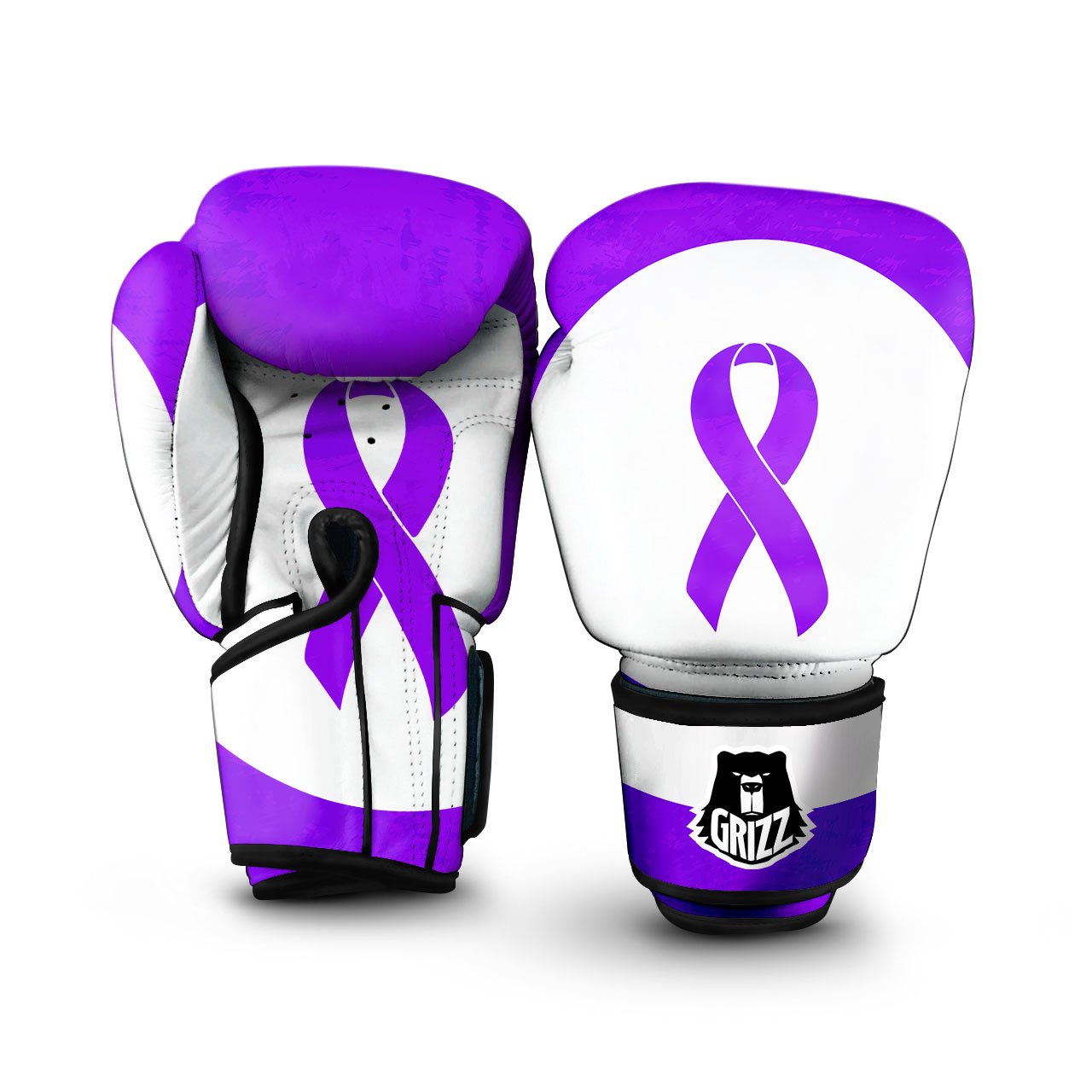 Cancer Awareness Ribbon Purple Print Boxing Gloves-grizzshop