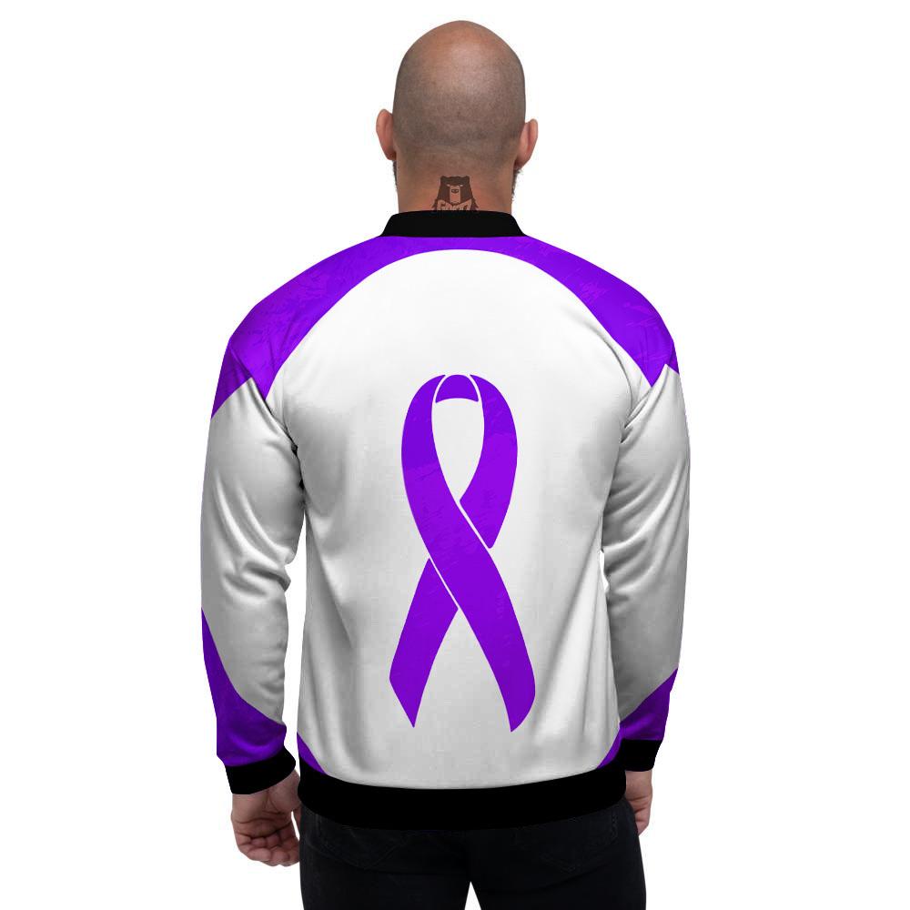 Cancer Awareness Ribbon Purple Print Men's Bomber Jacket-grizzshop