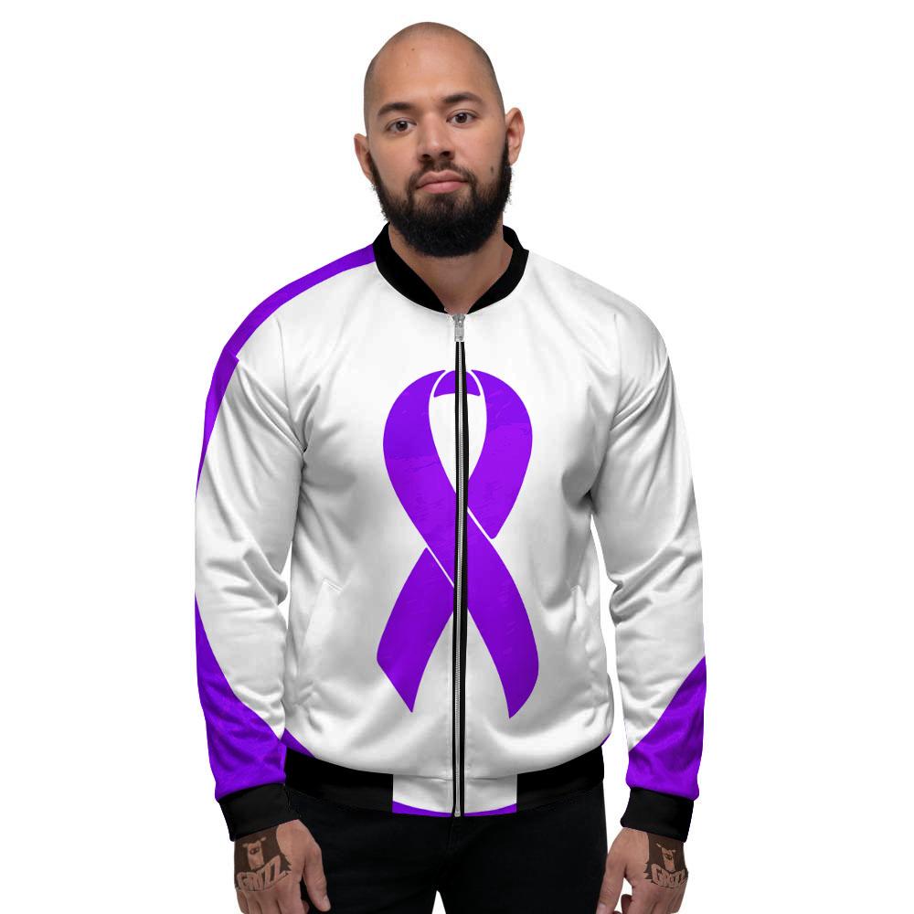 Cancer Awareness Ribbon Purple Print Men's Bomber Jacket-grizzshop