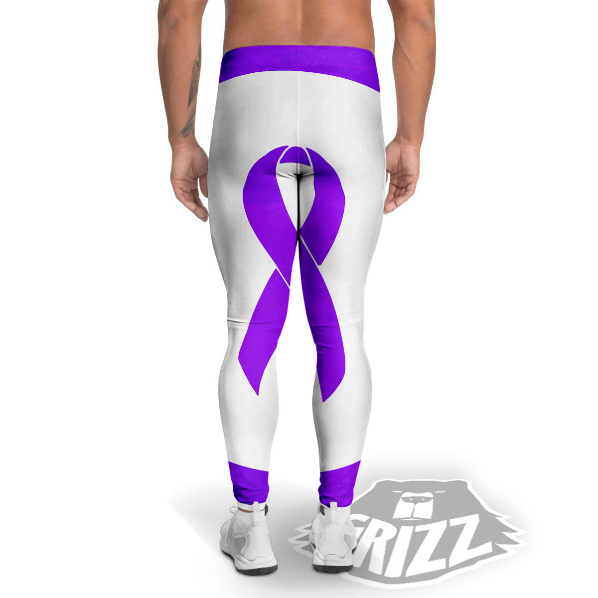 Cancer Awareness Ribbon Purple Print Men's Leggings-grizzshop