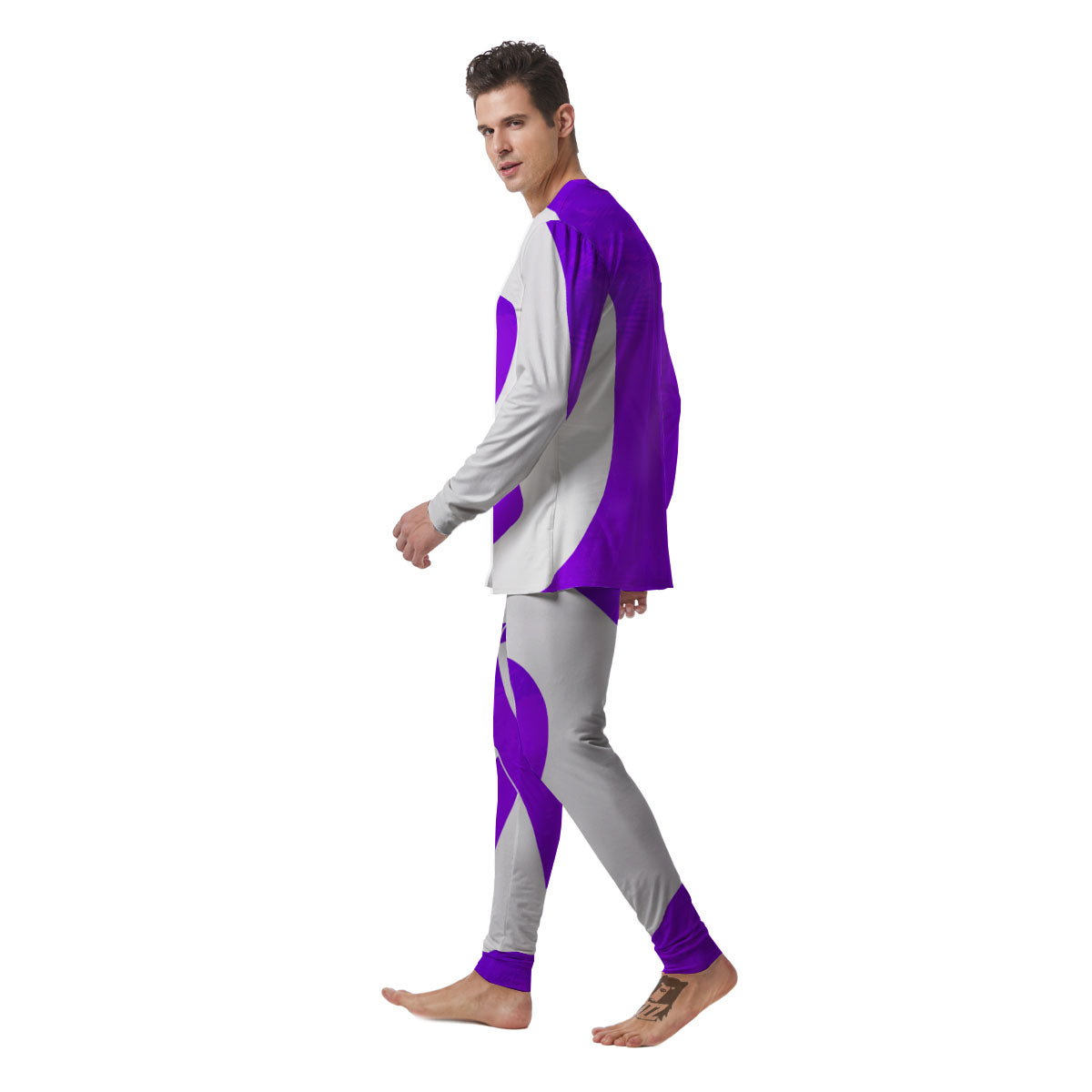 Cancer Awareness Ribbon Purple Print Men's Pajamas-grizzshop