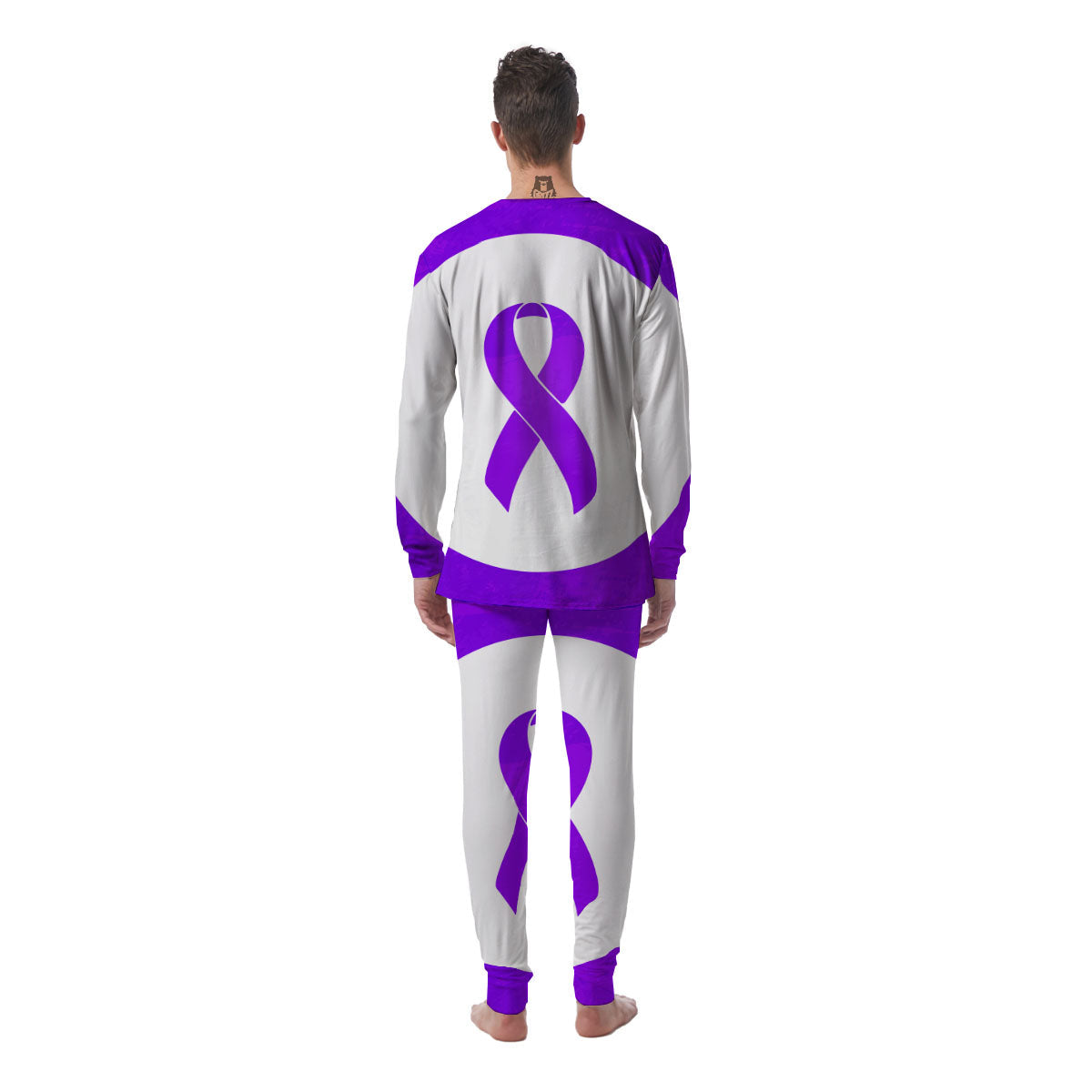 Cancer Awareness Ribbon Purple Print Men's Pajamas-grizzshop