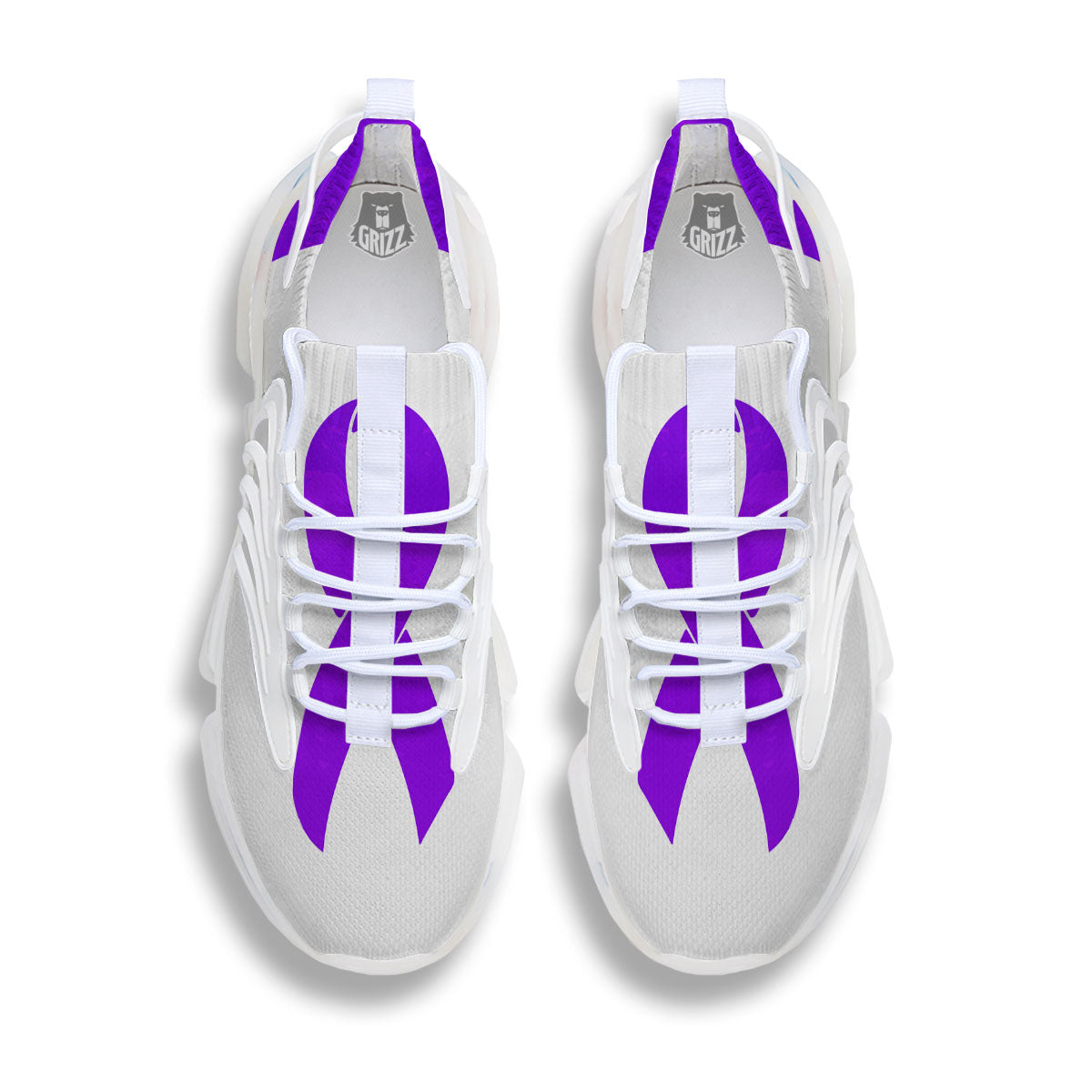 Cancer Awareness Ribbon Purple Print White Gym Shoes-grizzshop
