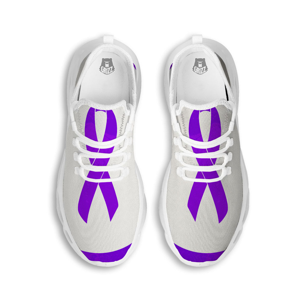 Cancer Awareness Ribbon Purple Print White Running Shoes-grizzshop