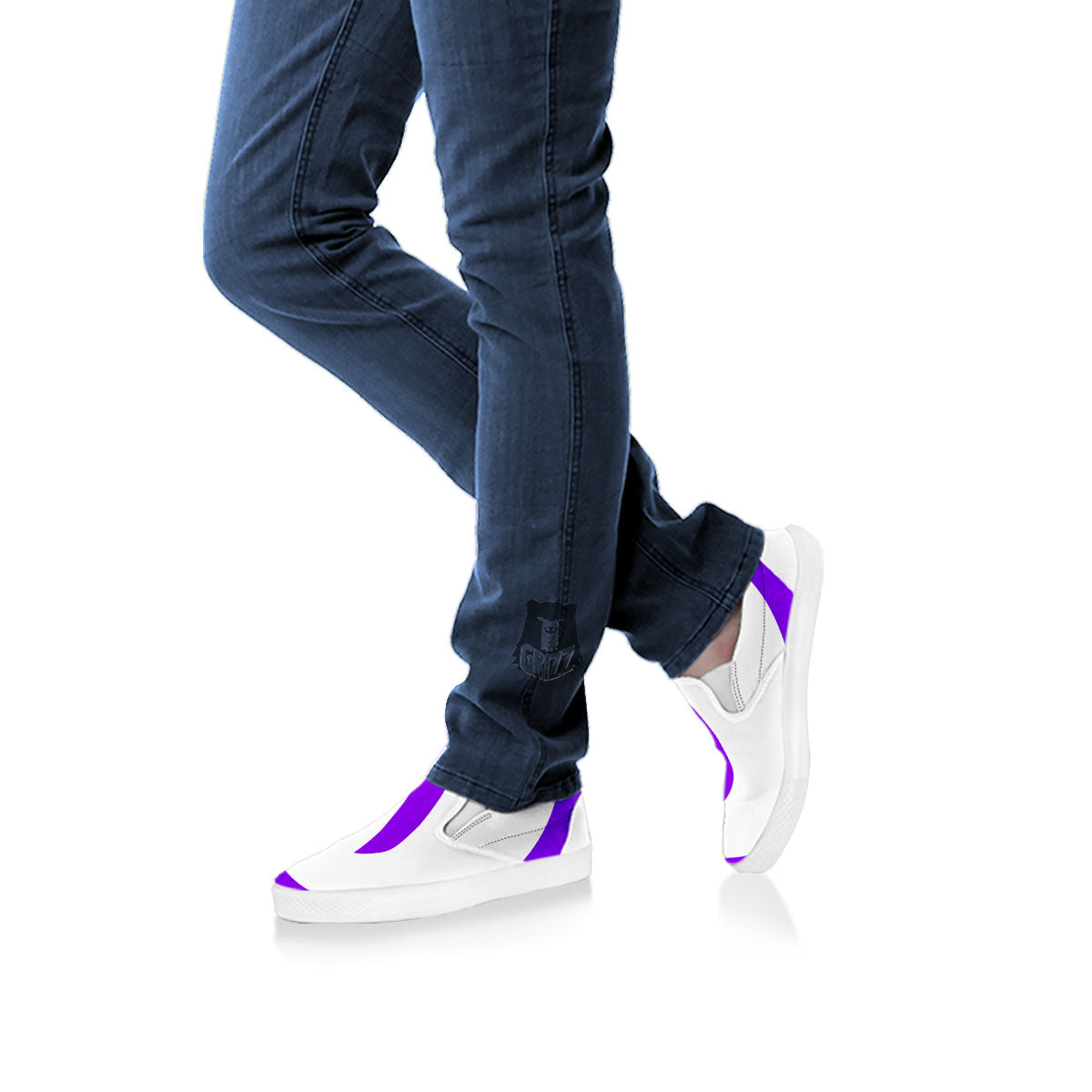 Cancer Awareness Ribbon Purple Print White Slip On Shoes-grizzshop
