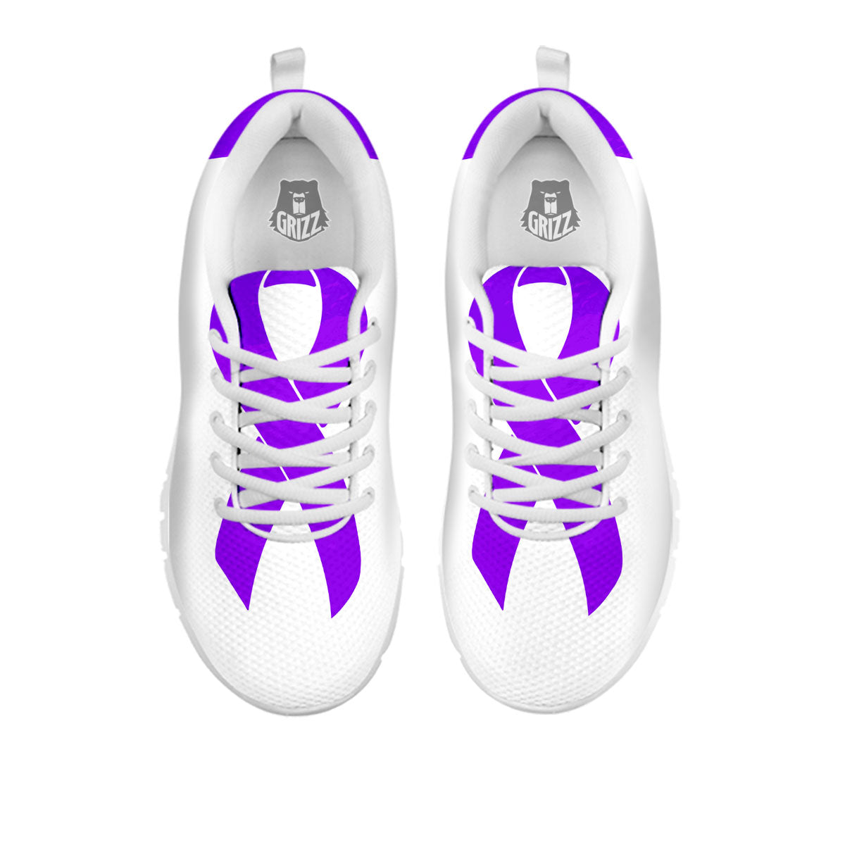 Cancer Awareness Ribbon Purple Print White Sneaker-grizzshop