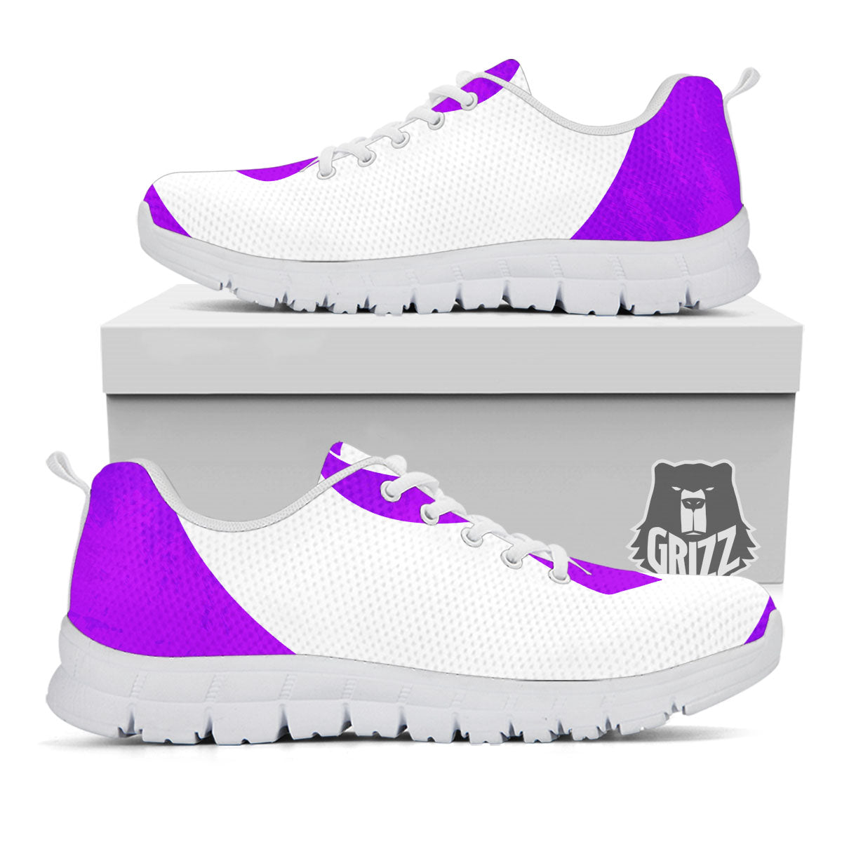 Cancer Awareness Ribbon Purple Print White Sneaker-grizzshop