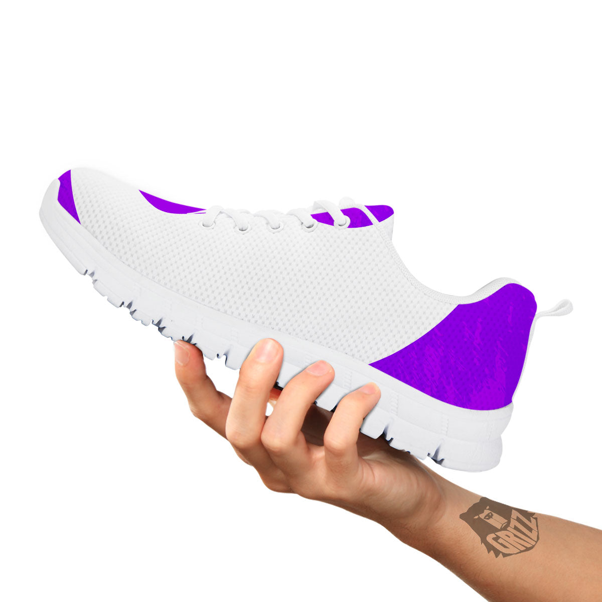 Cancer Awareness Ribbon Purple Print White Sneaker-grizzshop