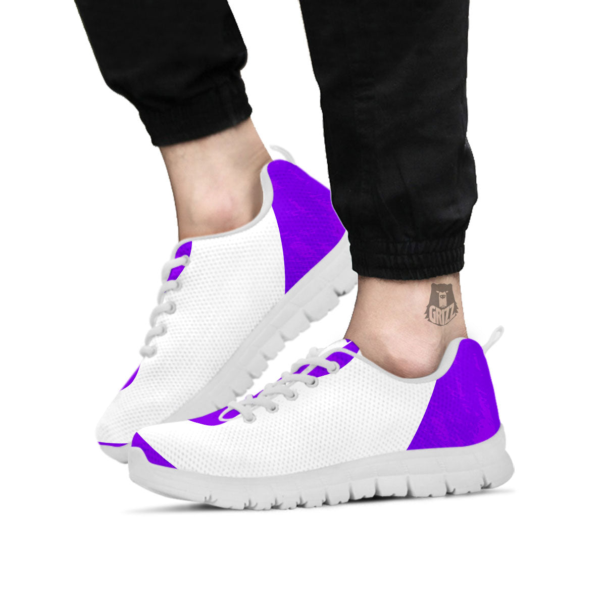 Cancer Awareness Ribbon Purple Print White Sneaker-grizzshop
