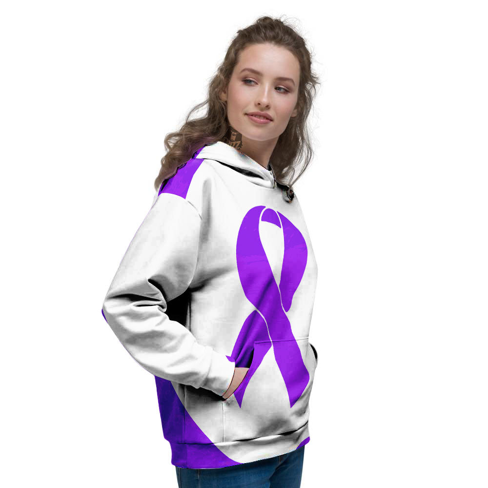 Cancer Awareness Ribbon Purple Print Women's Hoodie-grizzshop