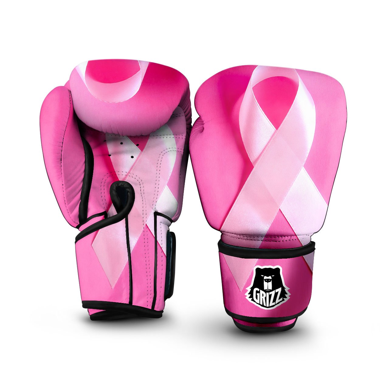 Cancer Breast Little Ribbon Print Boxing Gloves-grizzshop
